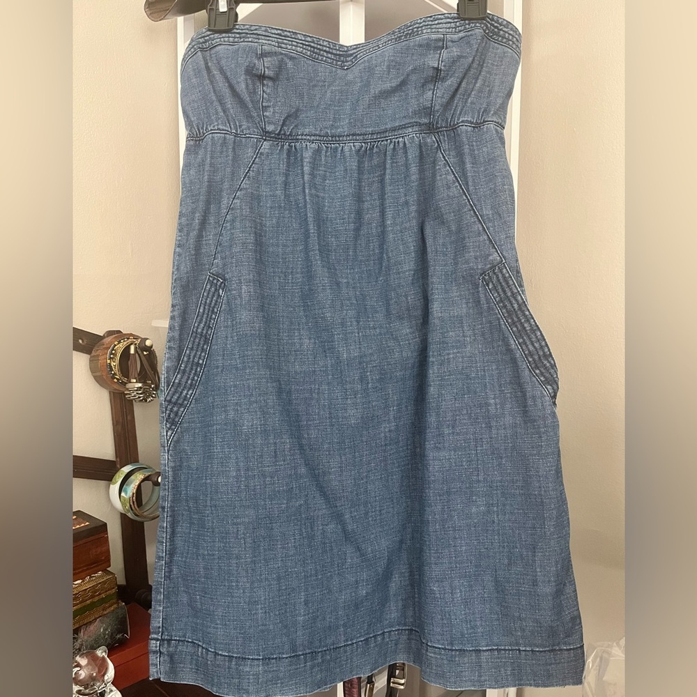 Strapless Lightweight Denim Dress ~ Sz 6 ~ American Eagle 🇺🇸 🦅